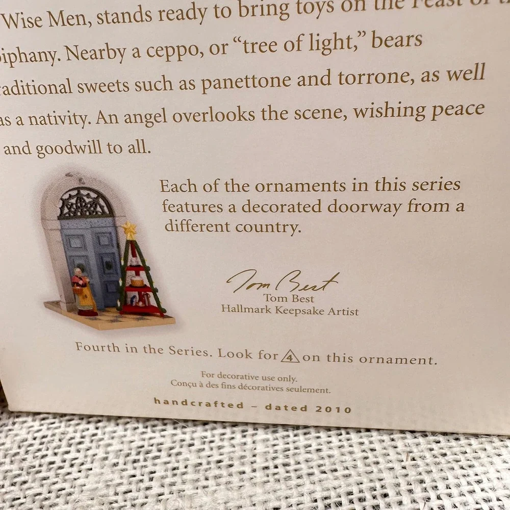 Hallmark Keepsake Ornament Italy Doorways Around the World 2010 Tom‎ Best w/Box